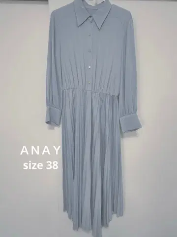 ANAY 플리츠 원피스 셔츠 원피스 긴팔 허리 절개 고급 체형 커버