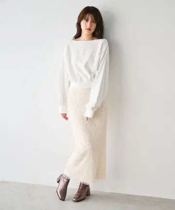 라메 프린지 타이트 스커트