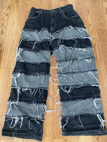 패치워크 디자인 데님 팬츠 M 지뢰계