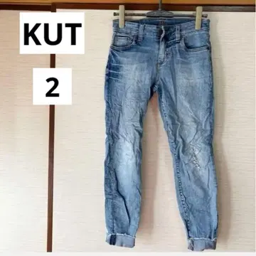 KUT 데님 [2] 블루 슬림핏 데미지 가공 캐주얼 스타일