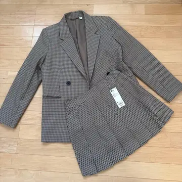 GU*미사용*체크 자켓&스커트 M사이즈 셋업