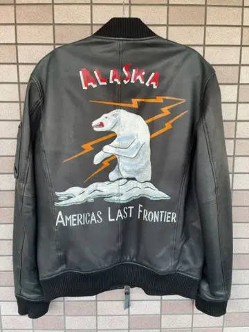 새상품급 AVIREX MA-1 가죽 자켓 별주 페인트