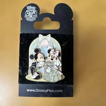미국 디즈니랜드 미키 & 미니 결혼식 핀 배지