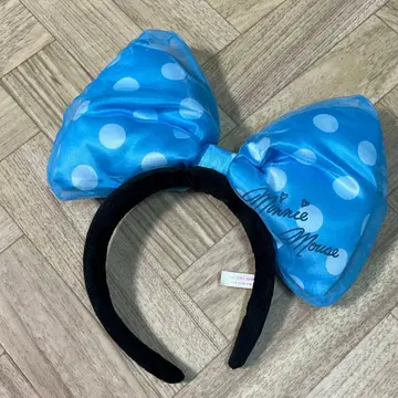 [ 새상품급 ] 미니 마우스 도트 빅 리본 머리띠 스카이블루