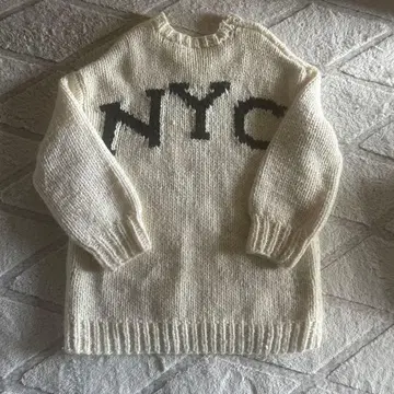 라운지 드레스 NYC 디자인 니트 스웨터 화이트