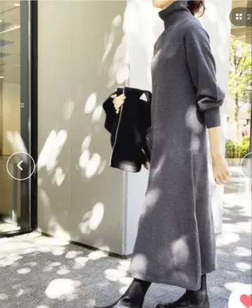 Spick & Span 그레이 터틀넥 롱 원피스