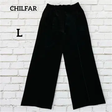 틸 퍼 와이드 팬츠 블랙 턱 포함 허리밴딩 [ L ] 스트레치 소재