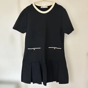 ZAPA 블랙 니트 원피스 반팔