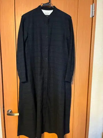 무인양품 스탠드 카라 긴팔 원피스 S 차콜 그레이