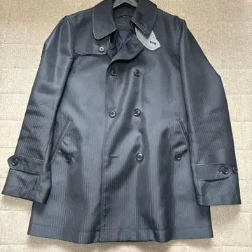 스트라이프 패턴 더블 브레스트 트렌치코트