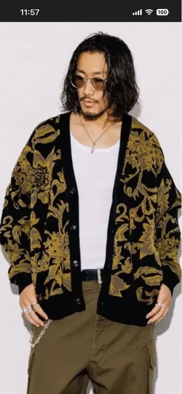 가디건 플라워 올 패턴 몰사 니트 가디건