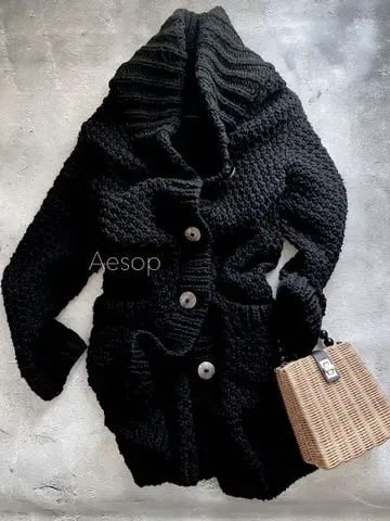 아메리칸 라그시 큼직한 롱 니트 블랙 메루카리 에코백 한정판