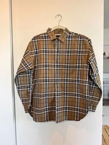 RAGEBLUE 체크 무늬 긴팔 셔츠 베이지 계열