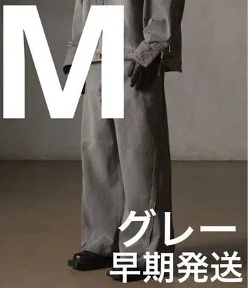 GRANCY 지퍼 디자인 배기 데님 팬츠 그레이 M