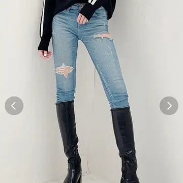 GYDA 라이트 블루 데미지 스키니 데님