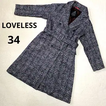 [ LOVELESS ] 더블 체스터 롱 코트 헤링본 체크 무늬