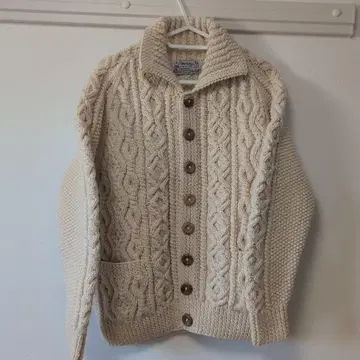 [레어] 인버아란 브라운 택 케이블 짜임 가디건 카우친