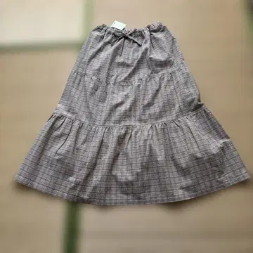 블루 엣 마린 브라운 계열 체크 플레어 스커트 F