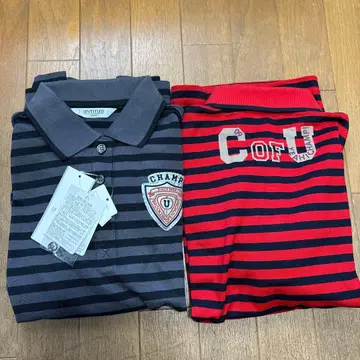미사용! 레드, 그레이 긴팔 피케 셔츠 2장 세트