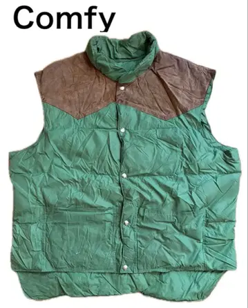 COMFY 빈티지 다운 베스트 구스다운 그린 70s 80s