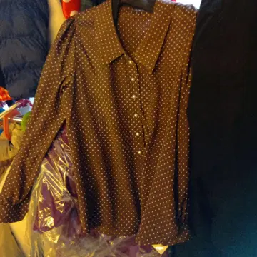 브라운 도트 무늬 긴팔 셔츠 사이즈 2