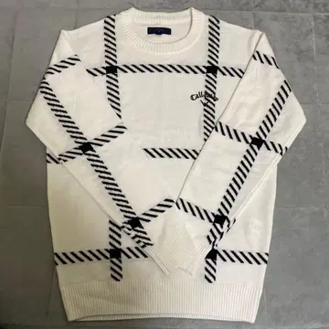 캘러웨이 체크 무늬 스웨터 화이트 M