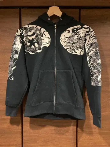 홍작 범자 용 후드티 M 일본풍 패턴