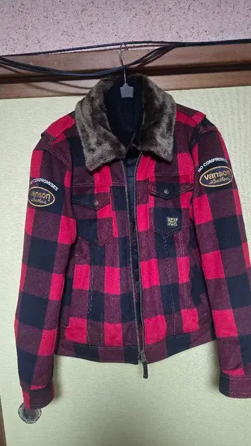 VANSON 울 레드 체크 자켓