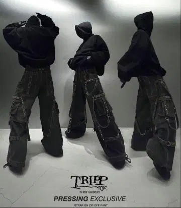 trippnyc 카고 팬츠 본지티 팬츠 xu 한정판 그레이 데님