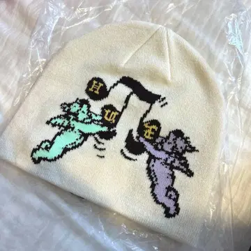 HUF 비니 니트 모자 천사 화이트