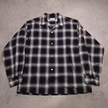 TOWNCRAFT 오픈 카라 옴브레 체크 셔츠 블랙 M