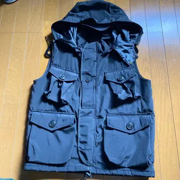 블랙 나일론 후드 부착 베스트 M 사이즈