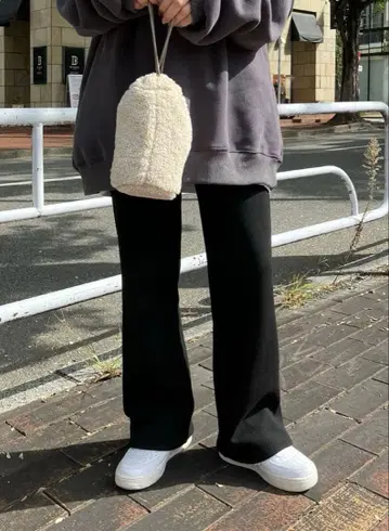 reca 속기모 세미 와이드 리브 팬츠 블랙 M 사이즈