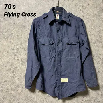 70s Flying Cross 미군 울 셔츠 네이비 밀리터리