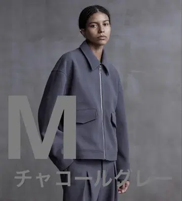 callne 니트 멜톤 플리스 지퍼 블루종 차콜 그레이 M