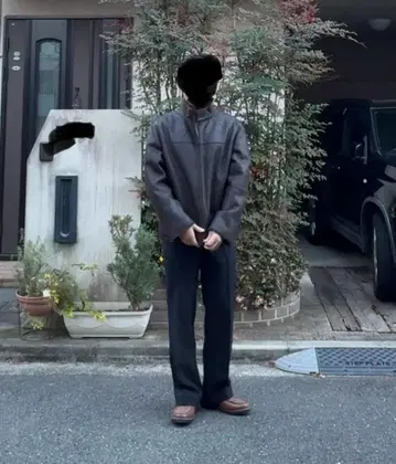 Vintage 우에스기 슈헤이 블랙 와이드 세미 플레어 슬랙스