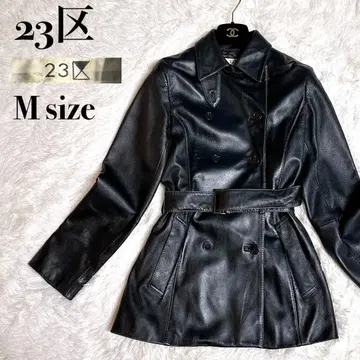 컨디션 최상 23구 트렌치코트 램 가죽 롱 블랙 벨트 포함