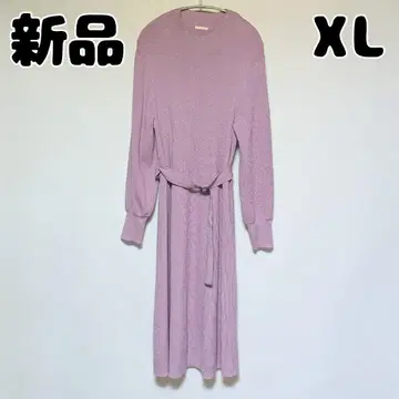 새상품 미사용 GU A라인 하이넥 니트 원피스 XL 퍼플