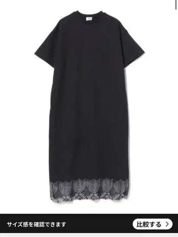 BEAMS HEART 밑단 스칼라 레이스 원피스 블랙