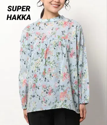 [컨디션 최상] 슈퍼 하카 바이어스베리 플라워 프린트 밴드 카라 블라우스