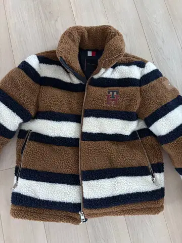 플리스 자켓 브라운 화이트 네이비