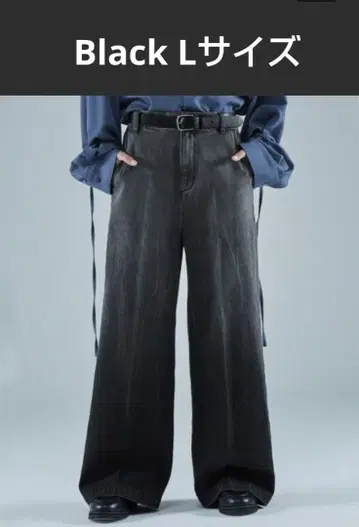 [ VELNUS ] 빈티지 디자인 그라데이션 크랙 와이드 플레어 데님