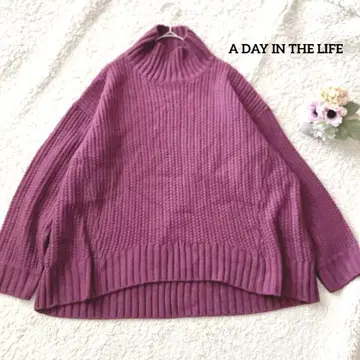 A DAY IN THE LIFE 터틀넥 니트 보라색 유나이티드 애로우즈