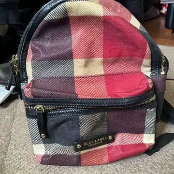 블루 레이블 체크 무늬 백팩