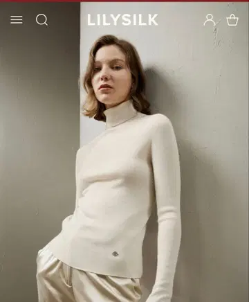 LILYSILK 터틀넥 스웨터 화이트