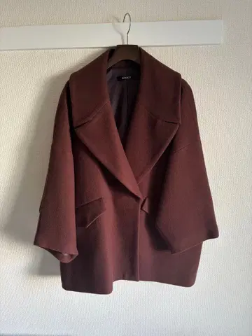 unaca 숏코트 보르도 와인 레드 오버 사이즈 울 코트