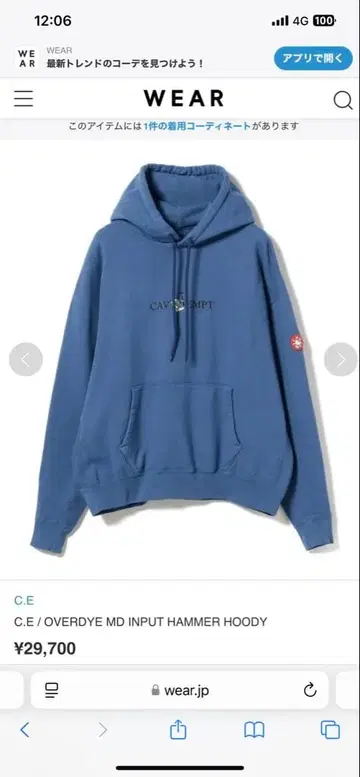 C.E cav empt OVERDYEMDINPUTHAMMER HOODY