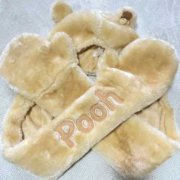 디즈니랜드 푸우 후드 머플러 팬캡