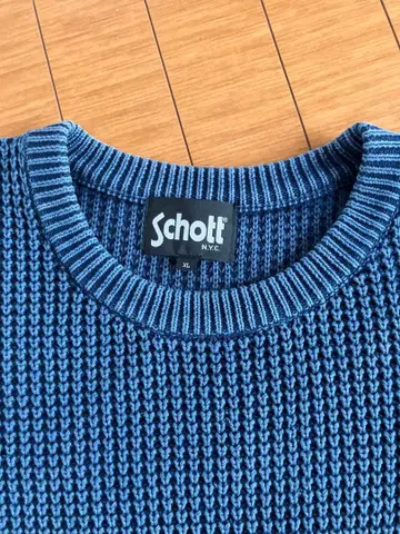 Schott 뜨개질 크루넥 니트 XL 파랑