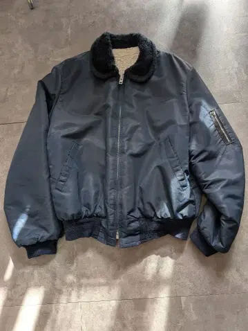 네이비 밀리터리 자켓 보아 옷깃 YKK 지퍼 알루미늄 지퍼